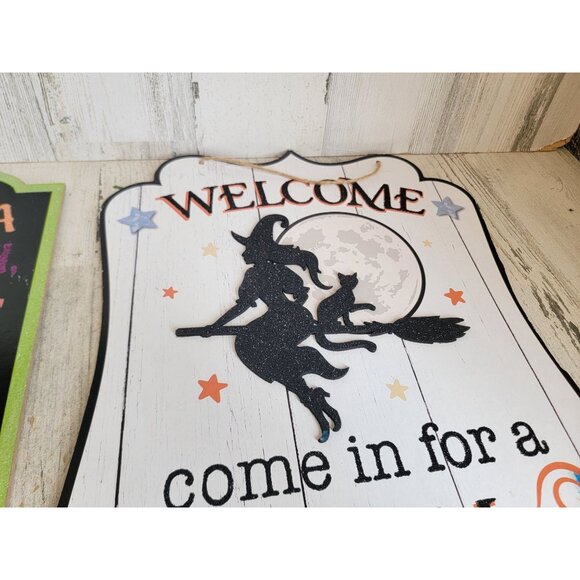 Welcome come in for a spell witch sign foolish Halloween set hanging home decor - Picture 10 of 12